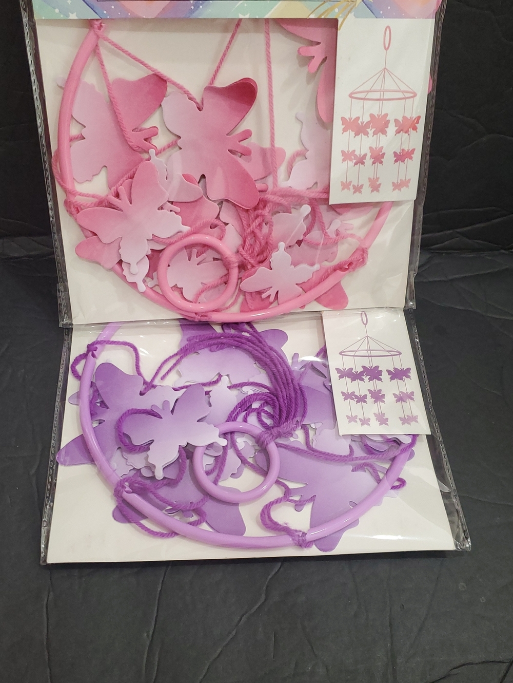 2pack pink and purple butterfly hanging decor brand new